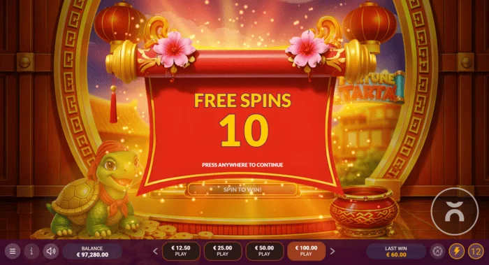 Fortune Tarta – Free Spins suaktyvinimas